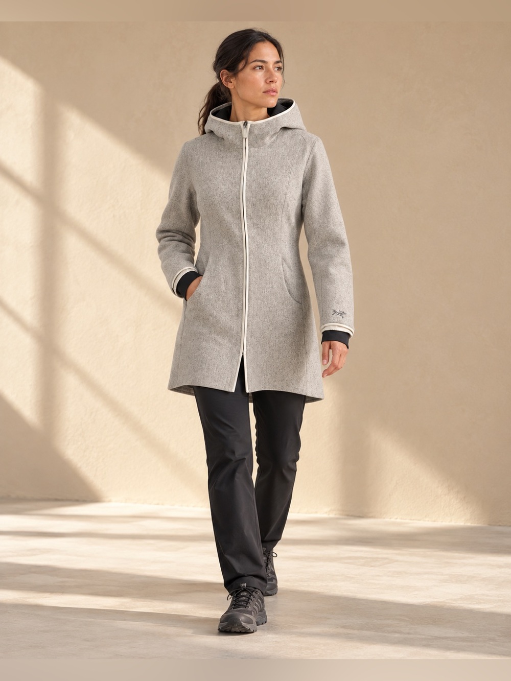 Arc’teryx Lanea Wool Hooded Coat Heather Gray Gorpcore Sz S